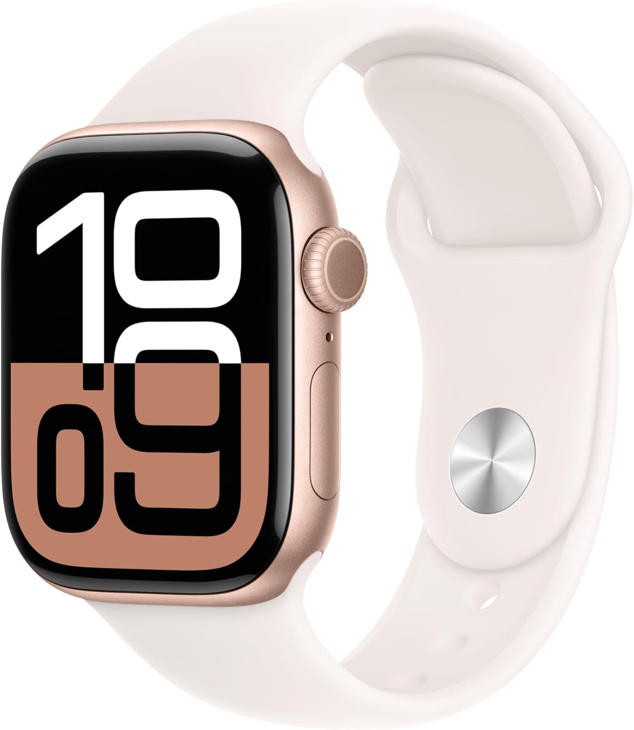 Apple Watch Series 10 [GPS 42mm case] Smartwatch with Rose Gold Aluminum Case with Light Blush Sport Band – S/M. Fitness Tracker, ECG App, Always-On Retina Display, Water Resistant
