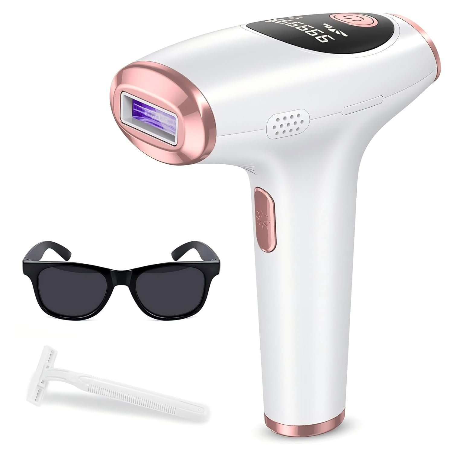 IPL Laser Permanent Hair Removal Device with Protective Goggles, 86% Hair Reduction in 3 Weeks & 5 Custom Energy Levels, Perfect for Men & Women’s At-Home Full Body and Face, White