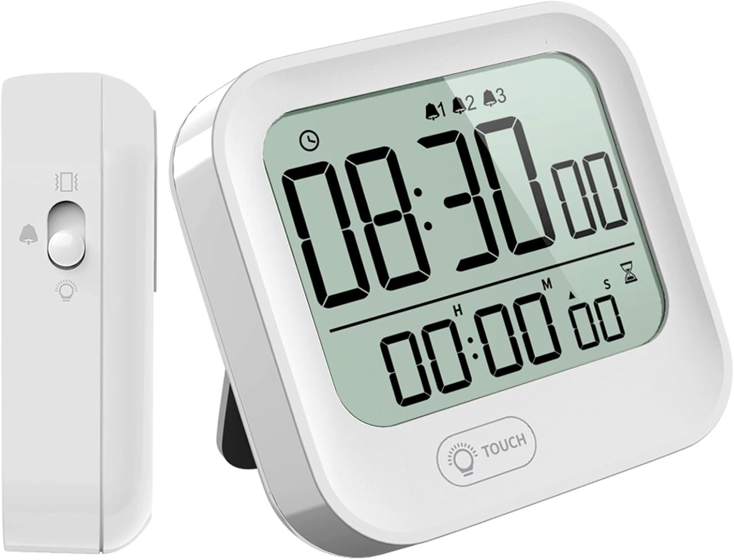 Small Vibration Alarm Clock, Pomodoro Countdown Timer for Training, Digital Magnetic Timer, Backlight, Loud & Silent & Vibrate, 12/24H Time, Countdown & Count-up, for Classroom Study Efficiency