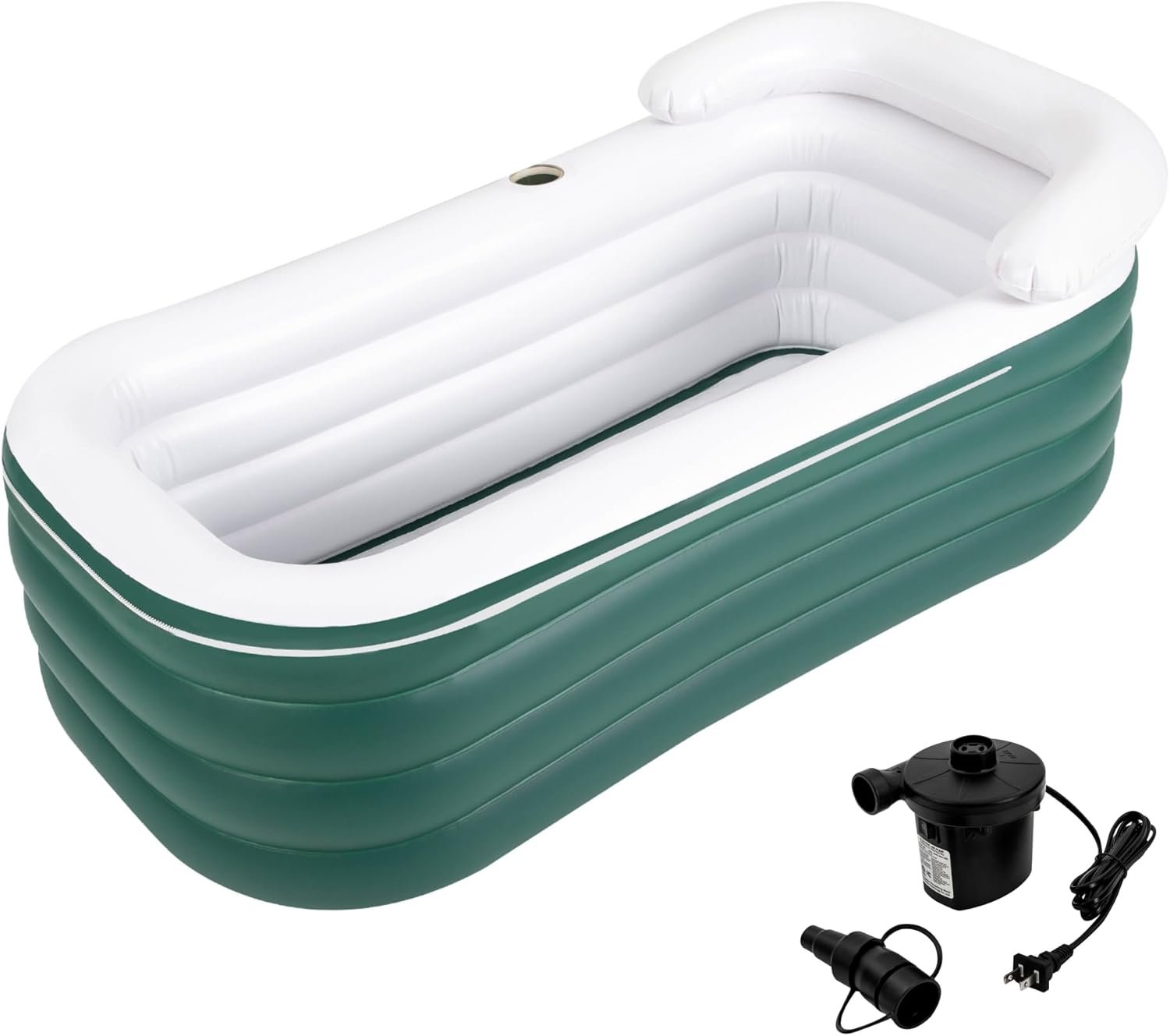 Inflatable Bathtub Adults, Portable Ice Bath Tub for Athletes, Outdoor & Indoor Freestanding Foldable Bathtub with Electric Air Pump and Cup Holder (Green)