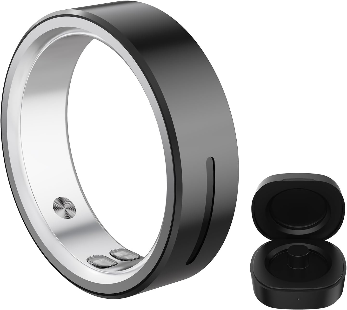 CONSSU AI Smart Ring for Men Women, Sleep Fitness Health Tracker, Body Temperature, Heart Rate & Blood Oxygen Monitor, Vibration Alert, No Subscription Fee, 4-6 Day Battery Life, Ceramics – Size 8