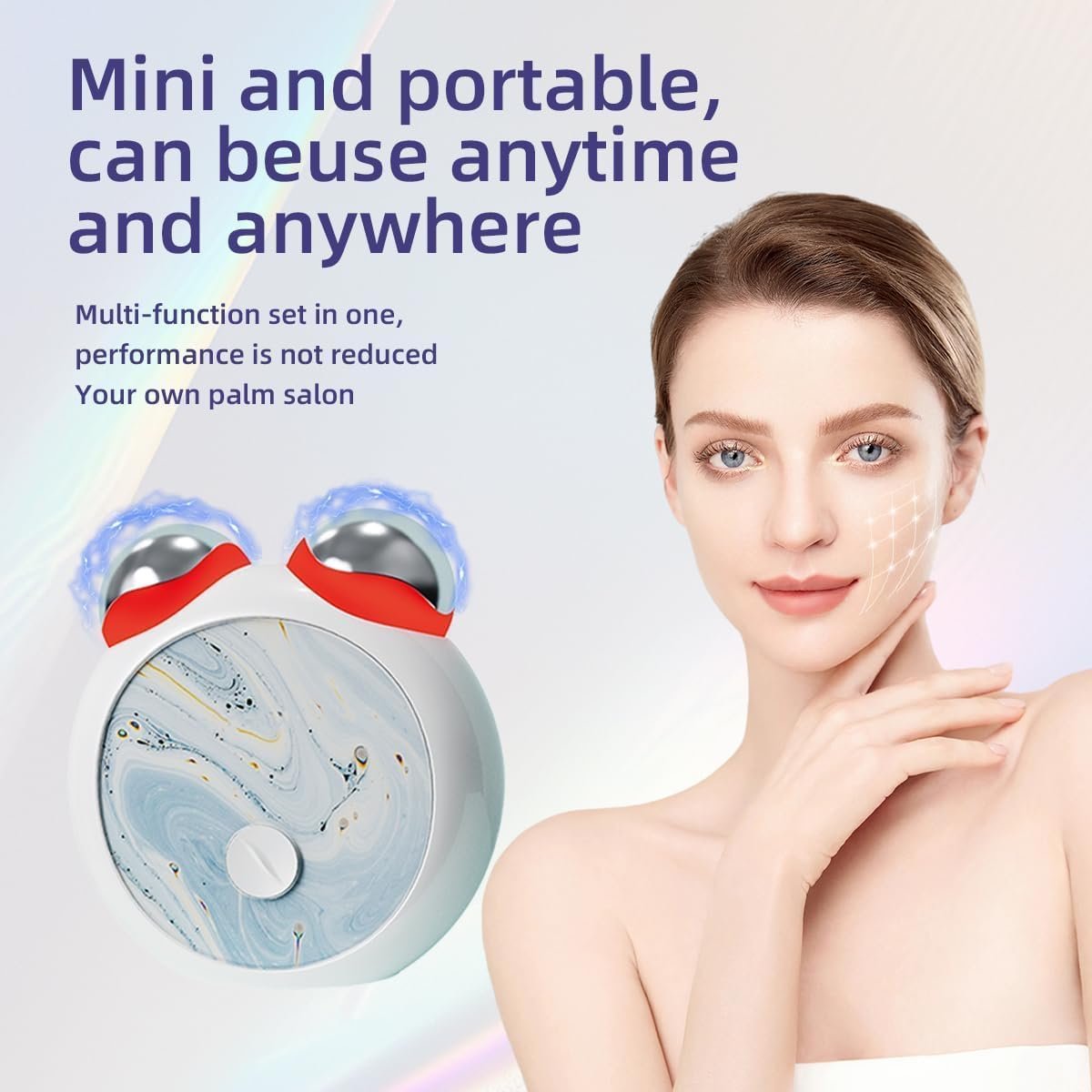 Microcurrent Facial Device for Beginners, Jawline Sculpting & Toning Tool with Gentle Waves for Face Liftin Contouring and Double Chin, Mini True Beauty Glow Ho Ski Car (White)