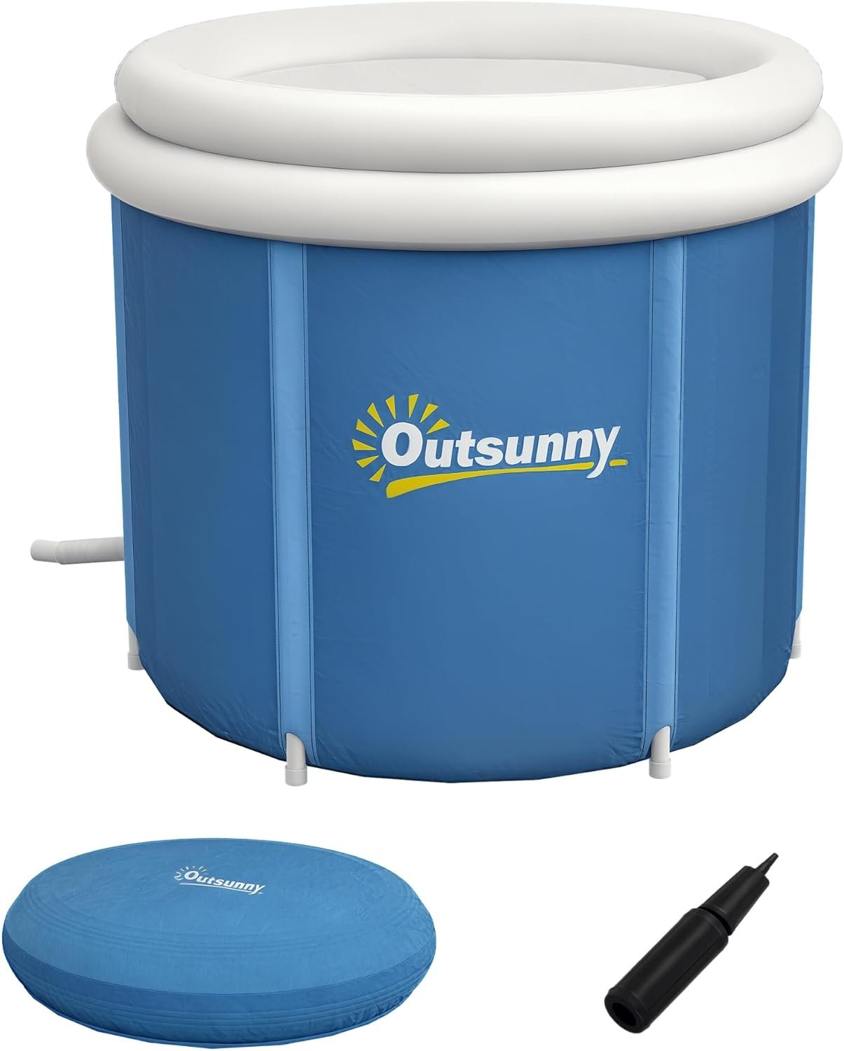 Outsunny Ice Bath Tub, 100 Gallon Outdoor Portable Cold Plunge Tub with Thermo Lid, Cover and Carry Bag for Athletes Recovery and Cold Water Therapy, Dark Blue