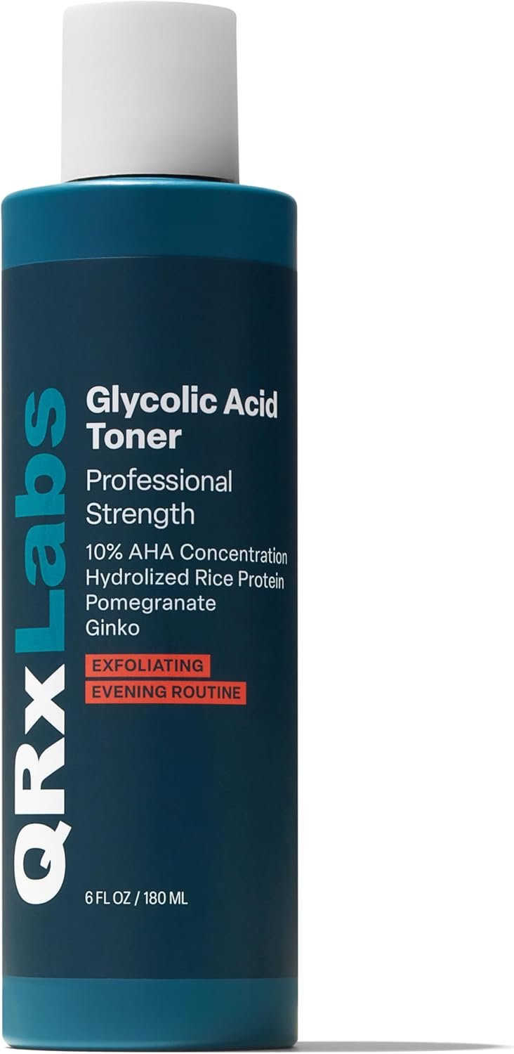 QRxLabs Glycolic Acid Toner – 10% Glycolic Acid Exfoliant with Salicylic Acid – Hydrating Face Exfoliator – Pore Toner & BHA Liquid Exfoliant with Witch Hazel – 6 Fl Oz