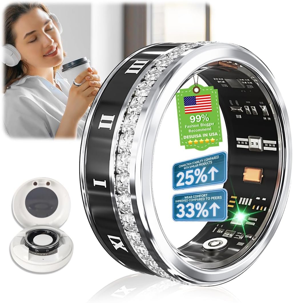 10 Gen Diamond Smart Ring and Wireless Charging Case【Industry Ranking No.1 – 0 Measurement Error】 2026 Smart Ring for Women & Men for Sleep Tracking Wearable Device,Fitness Ring 9#