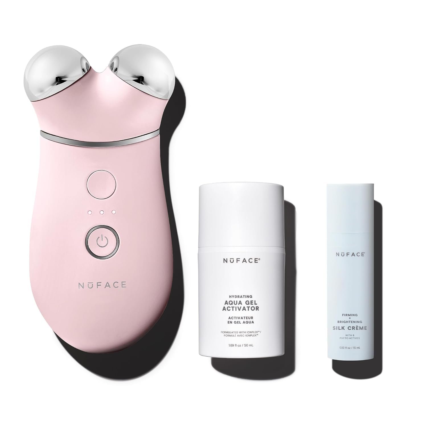 NUFACE Trinity+ Skin Tightening & Face Lift Device – Microcurrent Facial Sculpting Tool to Contour Cheeks, Jawline & Neck, 3 Frequencies, Supports Lymphatic Drainage + Activator Gel, Sandy Rose