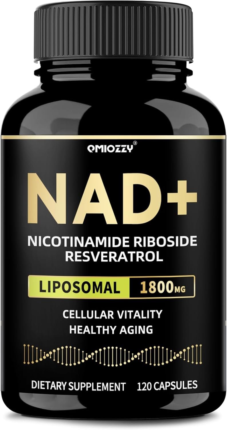 NAD Supplement 1800mg – Liposomal NAD+ Nicotinamide Riboside NR with Resveratrol for Women & Men – Boost NAD Plus Levels, Advanced, Cellular Health, Energy & Anti Aging – 120 Vegan Non-GMO Capsules