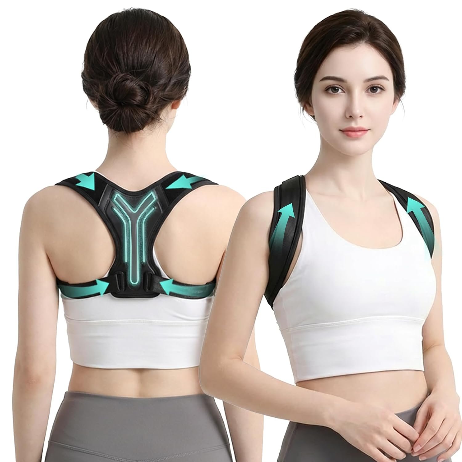 Anatomical Y-Shape Upper Back Posture Corrector For Women, Superior Fabric Back Straightener Posture Brace For Women，Invisible Confidence & Maximum Breathability,Office Essential