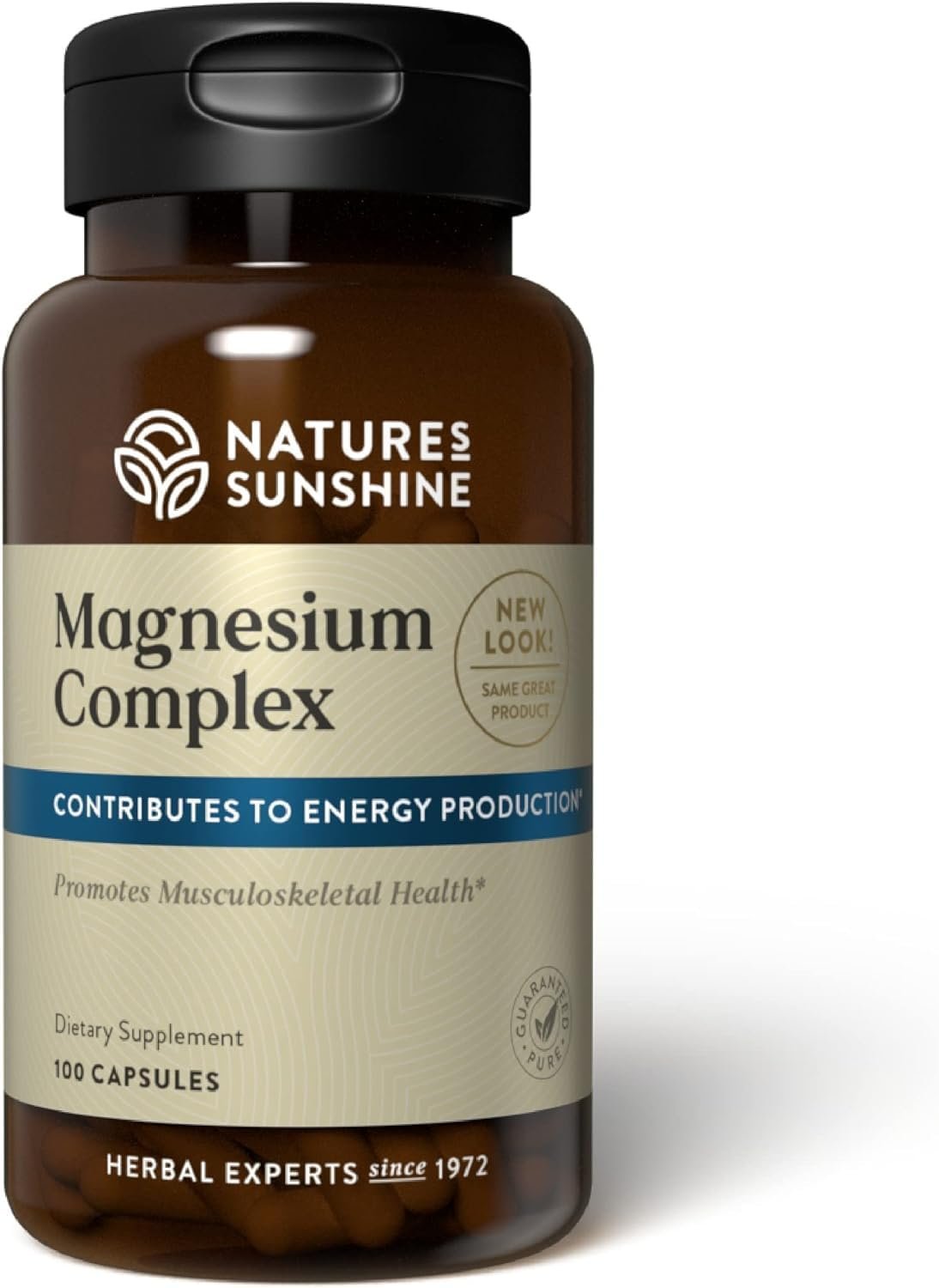 Nature’s Sunshine Magnesium Complex – High Potency Magnesium Supplement with Citrate & Malate for Relaxation, Optimal Absorption, Muscle Function, Energy Production – 50 Servings (100 Capsules)