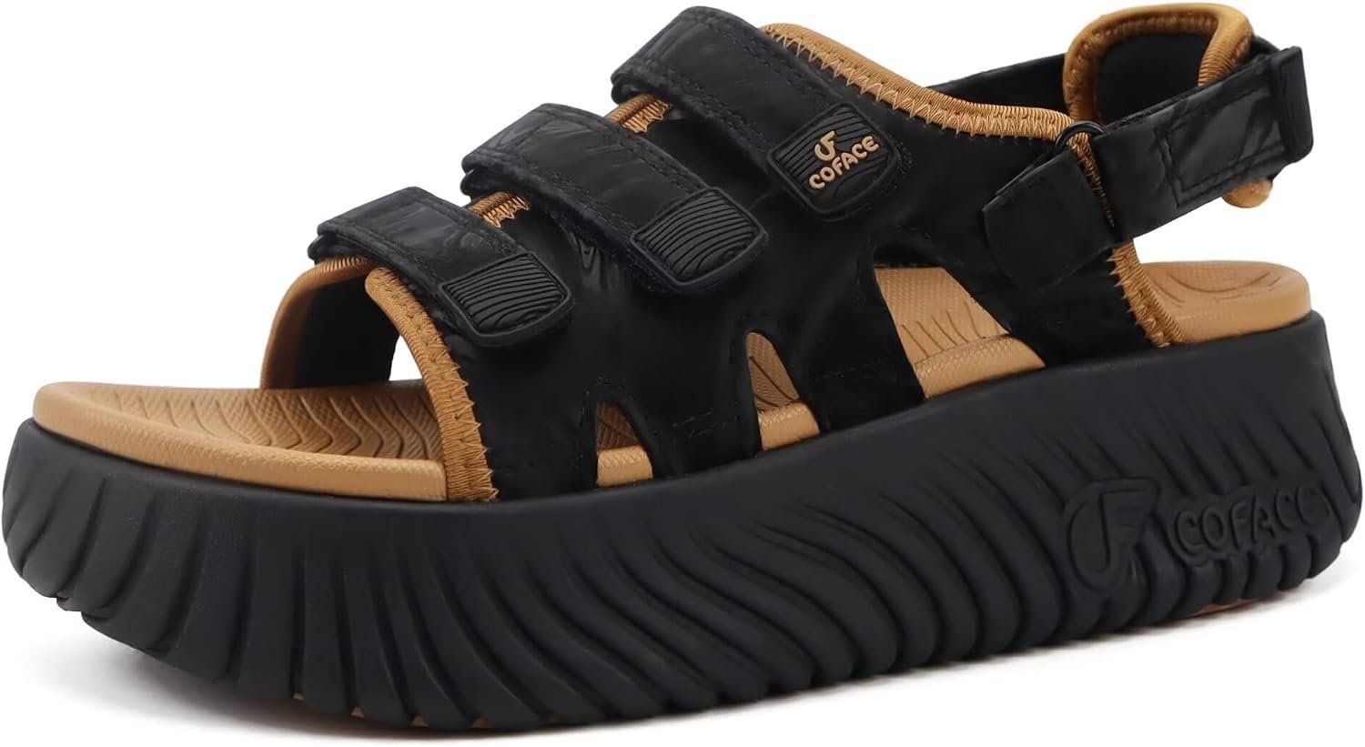 COFACE Womens Orthopedic Walking Sandals Comfortable Plantar Fasciitis Arch Support Sport Recovery Outdoor Hiking Sandles Thick Athletic Cushion Adjustable Strap Lightweight Platform Slides