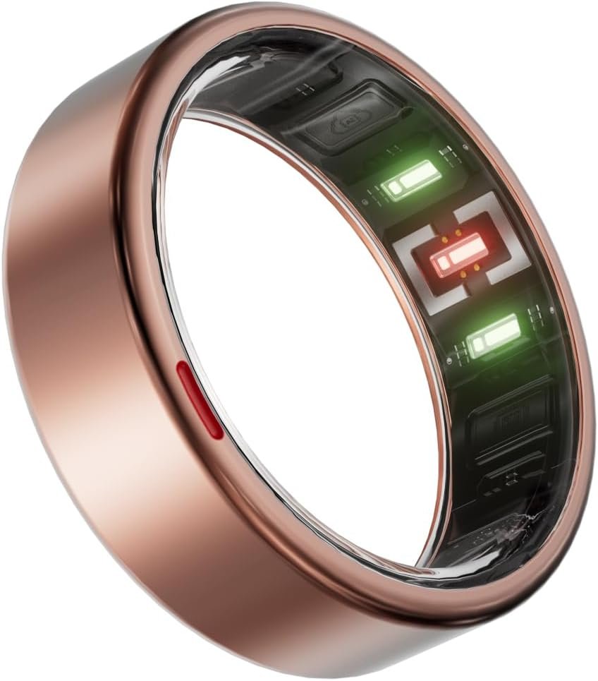 POBOVi Gen 2 Titanium Smart Ring for Women & Men, Sleep & Heart Rate Tracker, No Subscription, Size Before You Buy (Rosegold, 8)