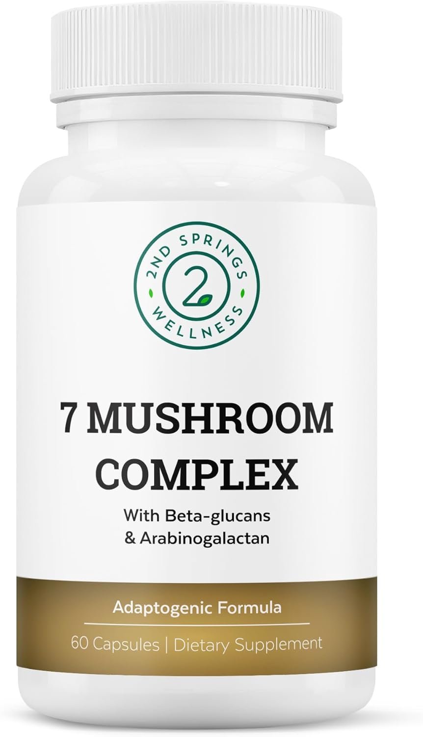 Organic Mushroom Complex – 7 Mushroom Supplement – Immune Support Nootropic & Adaptogenic Supplement with Lion’s Mane, Chaga, Maitake, Shiitake, Reishi, Turkey Tails, Cordyceps Capsules