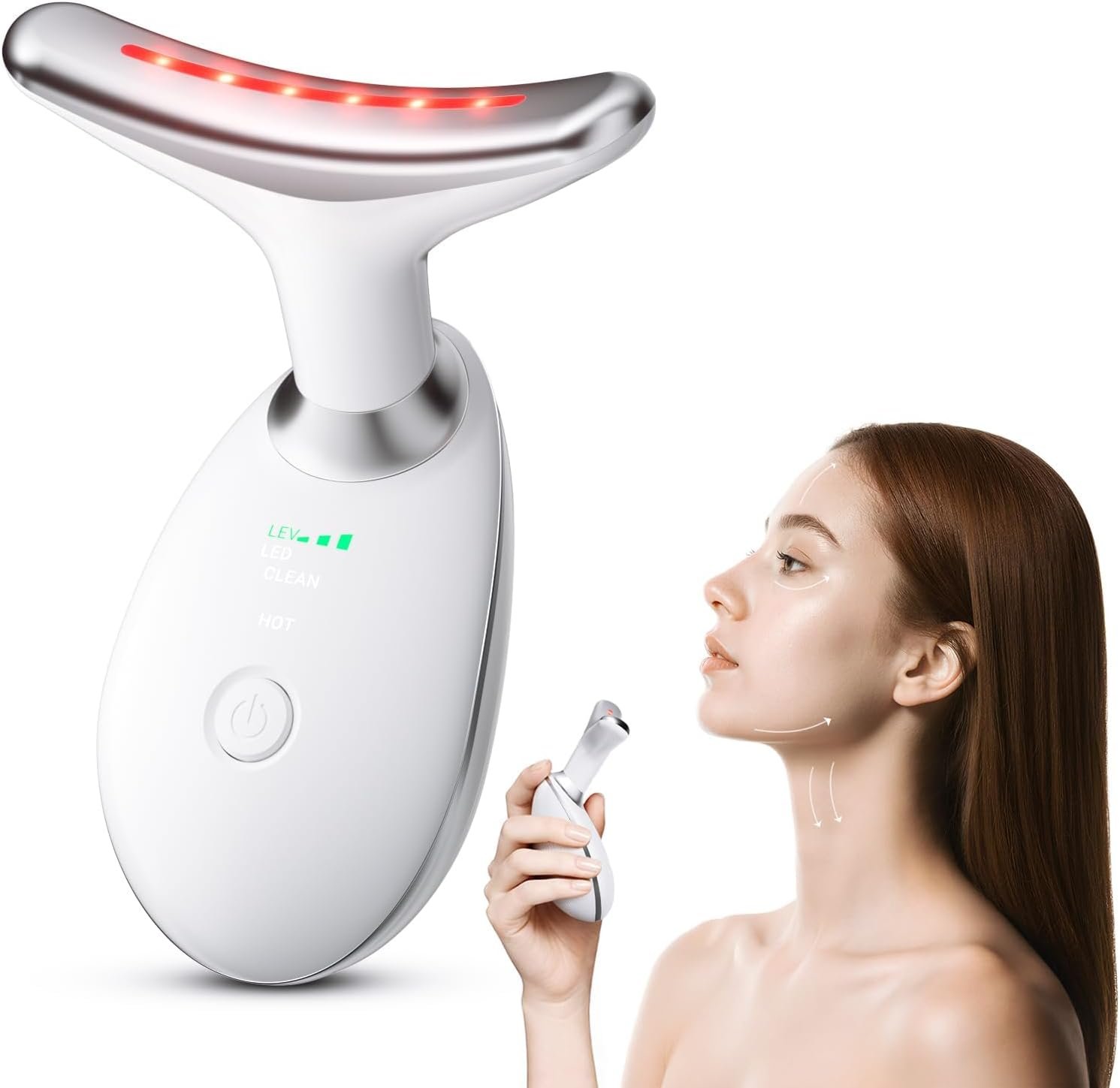 Neck and Face Care Device for Home Daily Use, Skin Care Tool, Wrink-le Improve, Firm, Tightening and Smooth Snow White