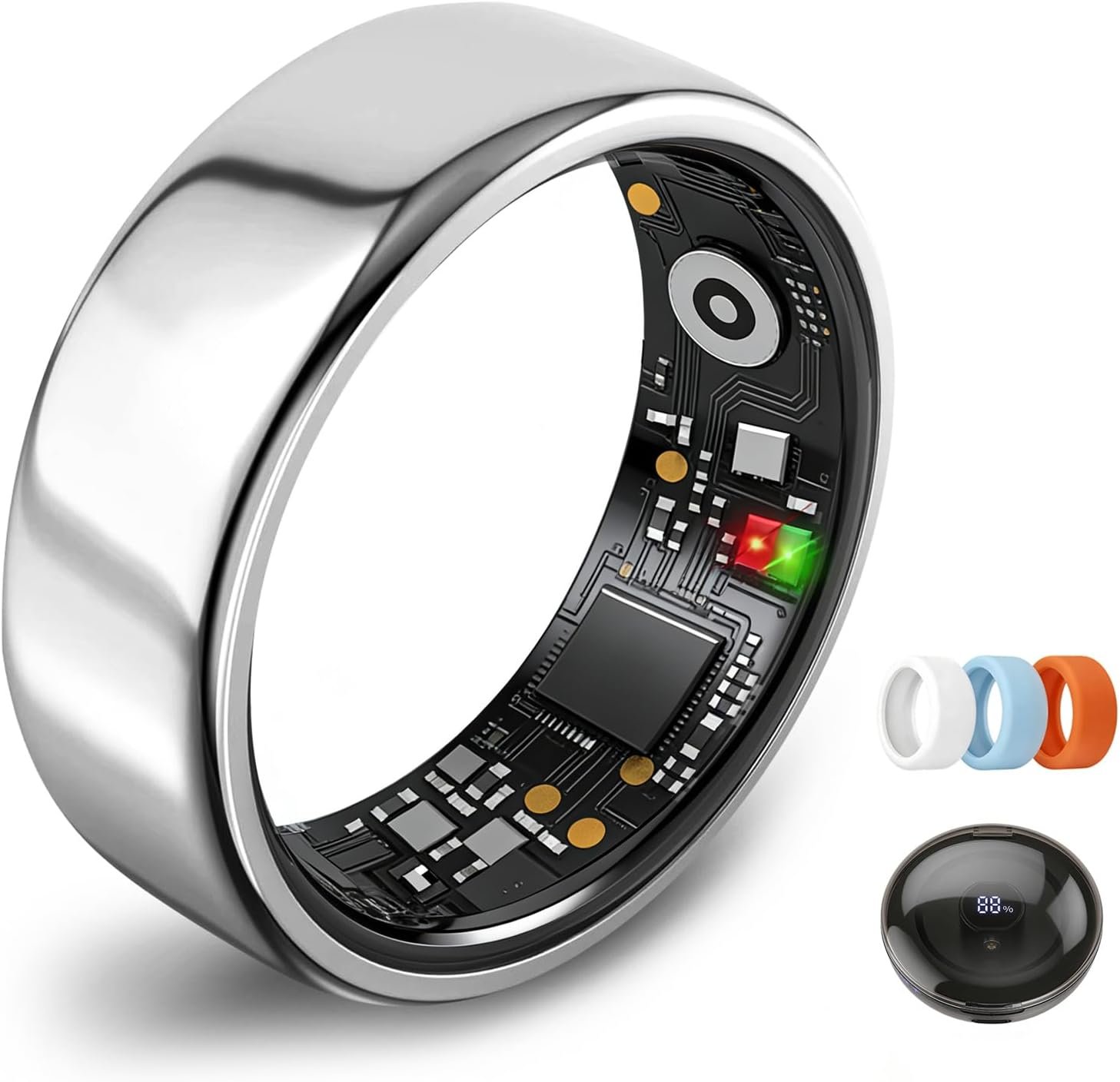 Smart Ring for Women Men,Fitness Tracker Ring,Heart Rate,Blood Oxygen,Step Tracker,Sleep Tracker,Meditation Assistance,No Subscription Fee,IP68 Waterproof Smart Ring for iphone&Android(Silver 9)