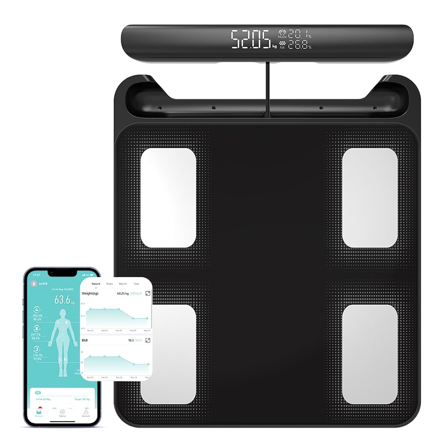 Fitdays Smart Scale for Body Weight and Fat Percentage FSA&HSA Eligible, 8-Electrode Digital Bathroom Scale with BMI, Body Fat & Muscle Mass to 28 Body Composition and Printable Body Analysis Report