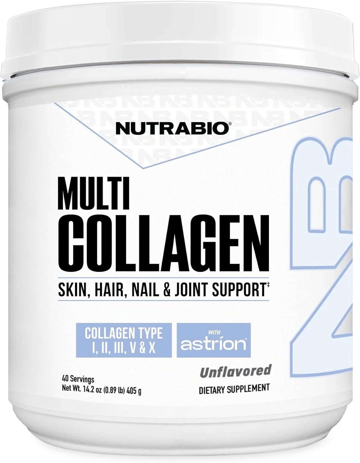NutraBio Multi Collagen Powder – Hydrolyzed Collagen Peptides for Glowing Hair & Skin – Grass-Fed – Collagen Powder for Women and Men – 40 Servings- Unflavored