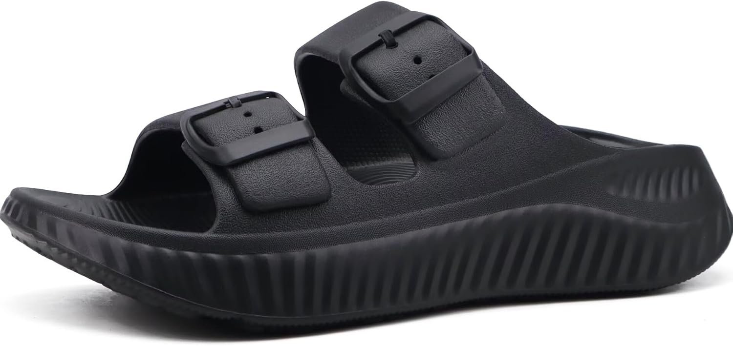 KuaiLu Womens Recovery Sandals With Comfortable Plantar Fasciitis Arch Support, Orthotic Adjustable Thick Cushion Sport Slides Reduces Stress on Feet, Joints & Back Post-Exercise