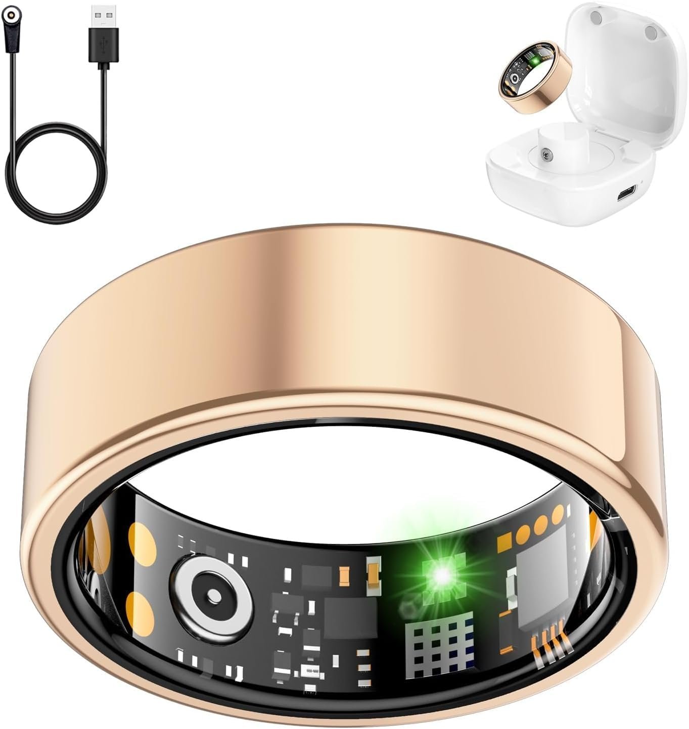Smart Ring for Women Men, Fitness Ring with Heart Rate, Blood Oxygen,Stress, Sleep Tracker, Step Tracker, Fit Ring No Subscription Fee, IP68 Waterproof Smart Ring for iPhone & Android (Rose Gold, 9#)