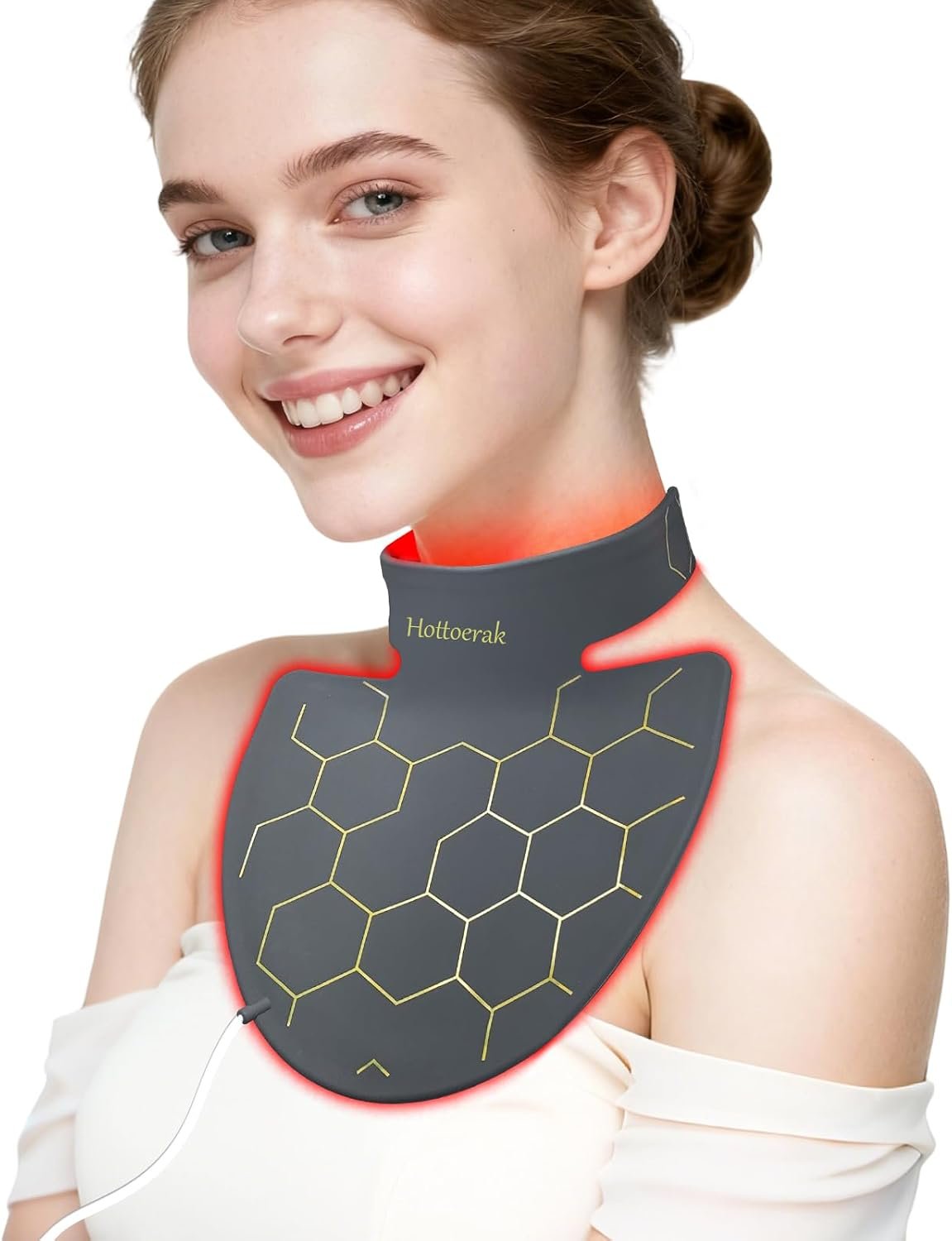 Hottoerak 660nm & 850nm Near Infrared Light Therapy for Neck, 192 LED Chips Red Light Neck Decollete Chest Body at Home