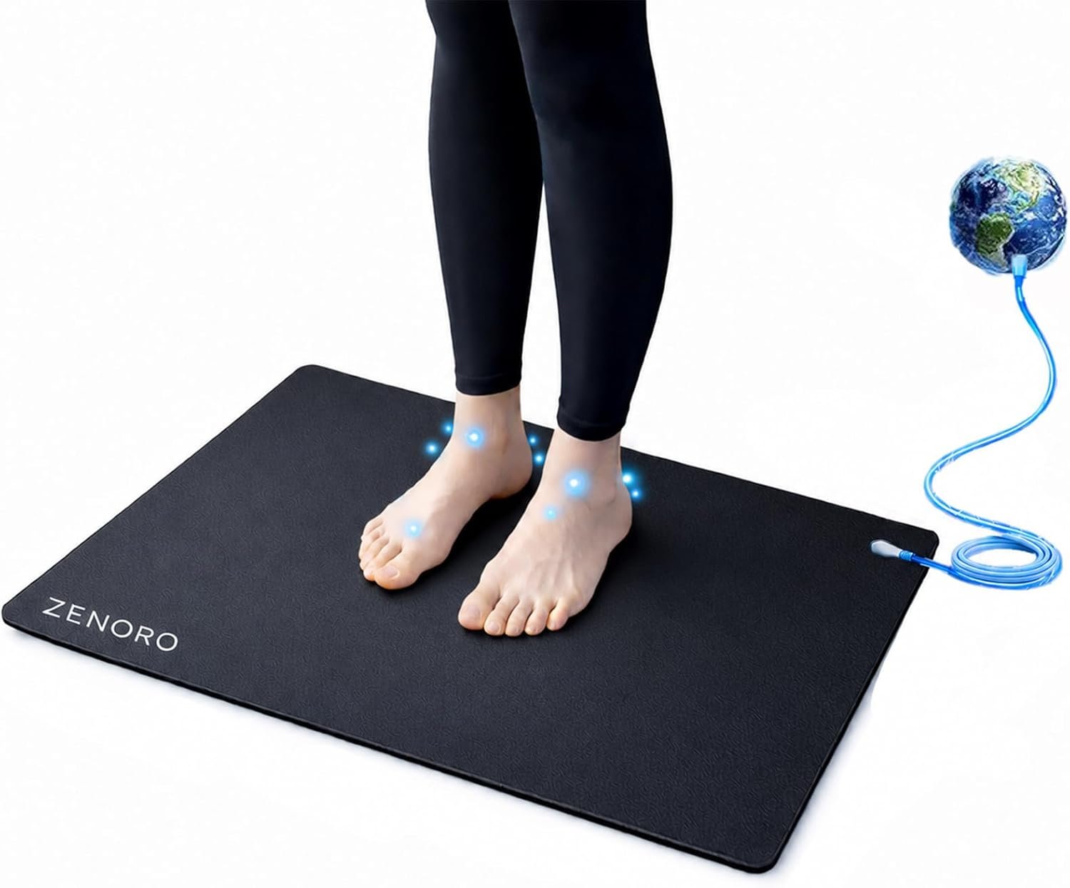 Grounding Mat for Feet, Earthing Grounding Pad Promotes Blood Circulation & Inflammation Relief, Stress Relief & Better Sleep, Conductive Grounding Mat for Desk, Office & Home, Non Slip, 16 x 24 Inch