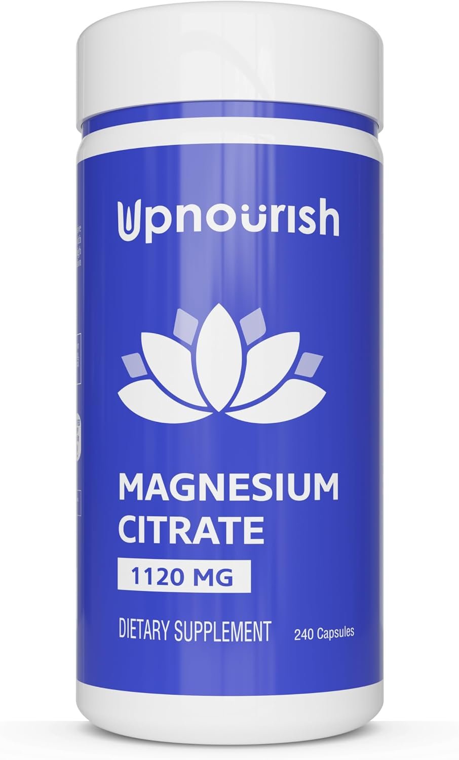 UpNourish Pure Magnesium Citrate (Citrato de Magnesio) 1120mg, 240 Capsules – High Absorption Magnesium Supplement for Women & Men – Natural Calm Magnesium for Constipation, Relax, Cramp Defense