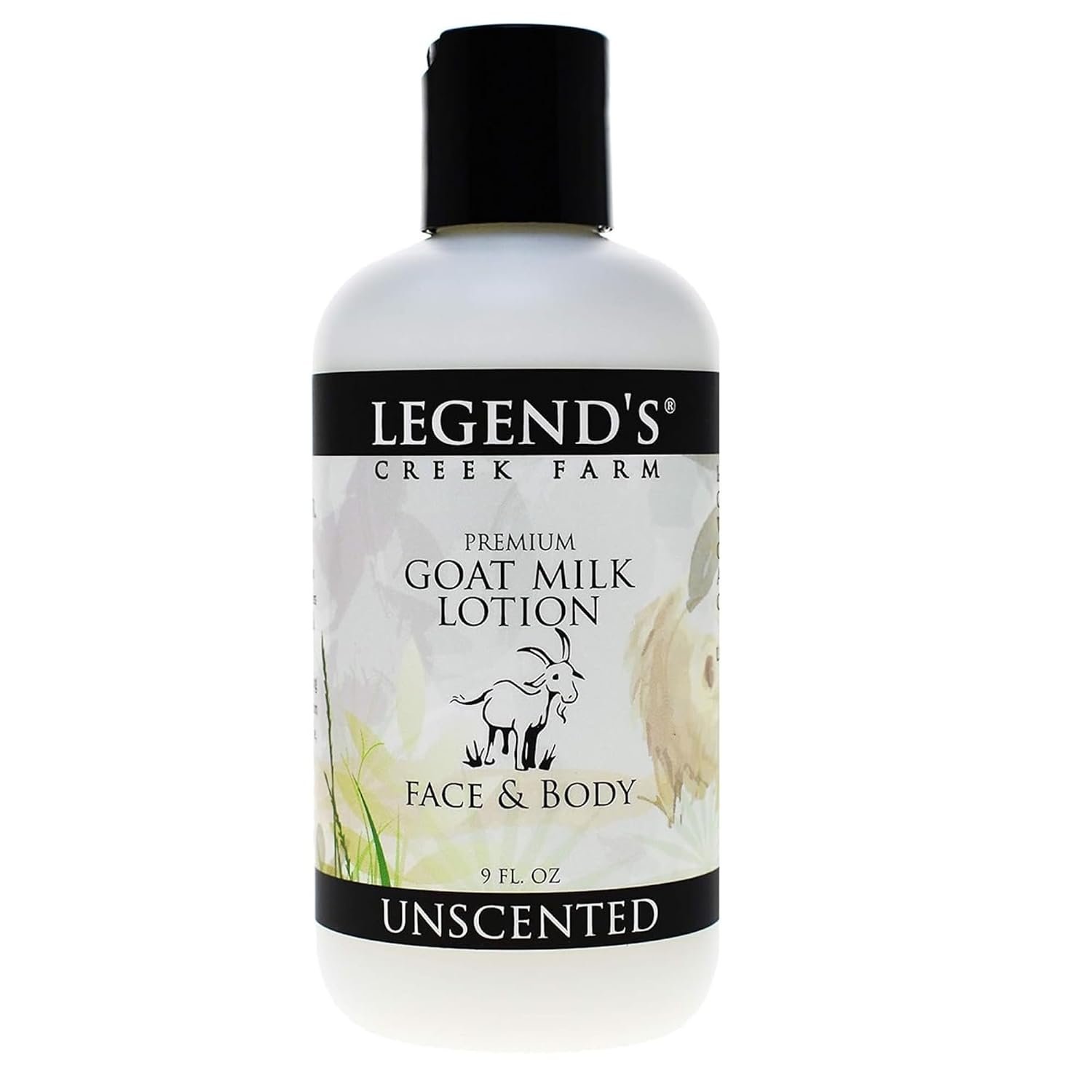 Legend’s Creek Farm Goat Milk Lotion – Moisturizing Goat Milk Body Lotion for Body, Hand & Face – 9 oz Body Moisturizer with Shea Butter, Sunflower Oil, Aloe, Handmade in USA (Unscented L.)