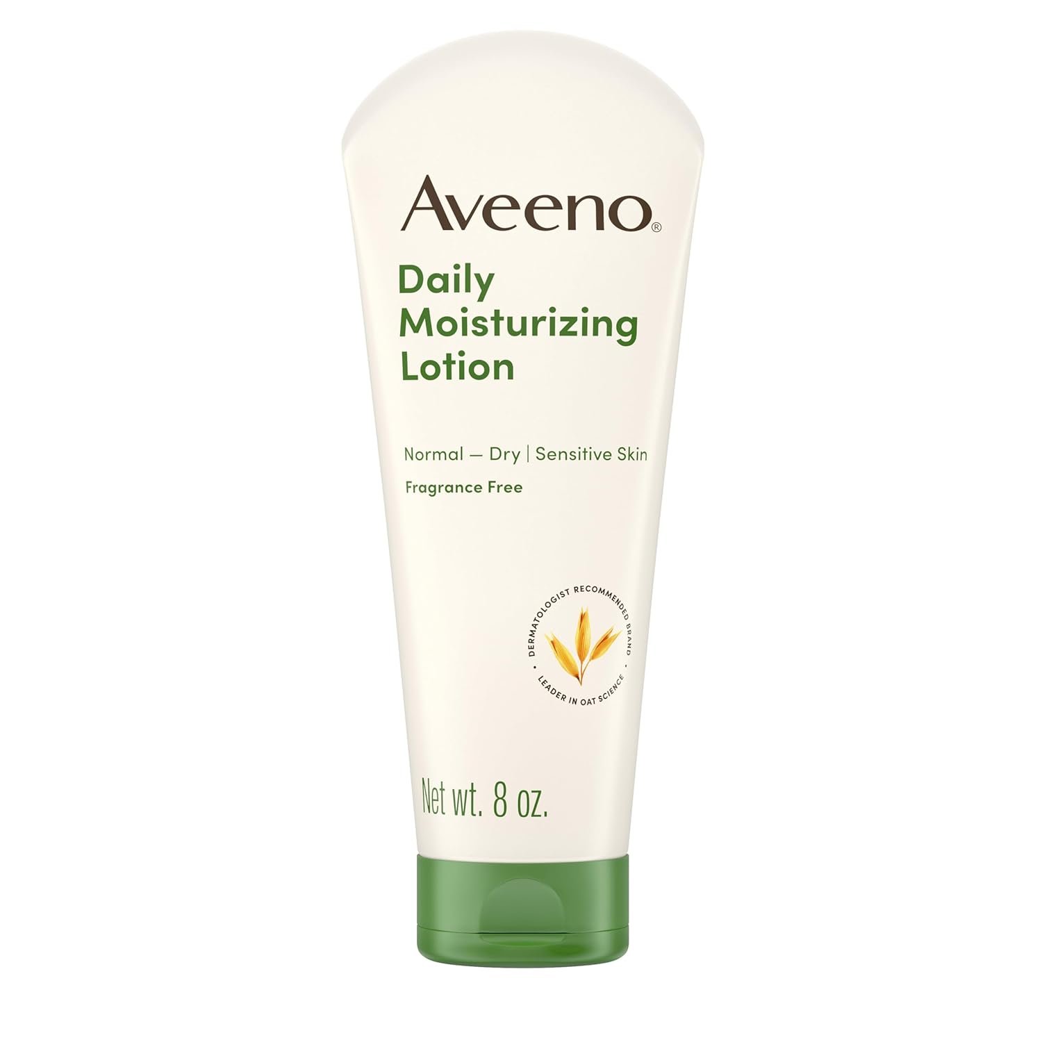 Aveeno Daily Moisturizing Body Lotion with Soothing Prebiotic Oat, Gentle Lotion for Women and Men Nourishes Dry Skin, Paraben-, Dye-, & Fragrance-Free, Non-Greasy & Non-Comedogenic, 8 Fl Oz