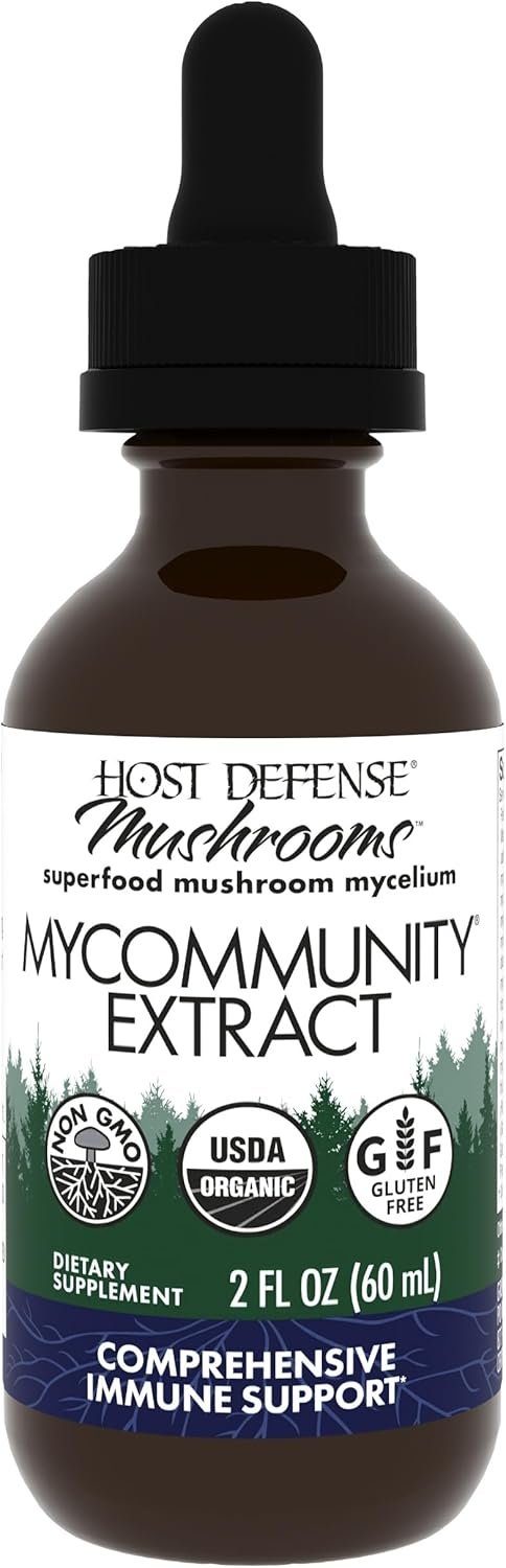 Host Defense MyCommunity Extract – 17 Species Blend Mushroom Supplement for Immune Support – Extract with Lion’s Mane, Reishi, Chaga, Cordyceps, Turkey Tail & More – 2 fl oz (60 Servings)