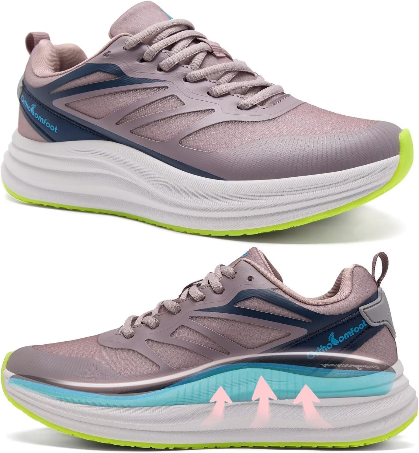 Women’s Orthopedic Road Running Shoes: Comfortable Arch Supports Plantar Fasciitis Orthotic Athletic Sneakers, Casual Supportive Flat Feet High Arch Walking Shoes for Foot Heel and Pain Relief