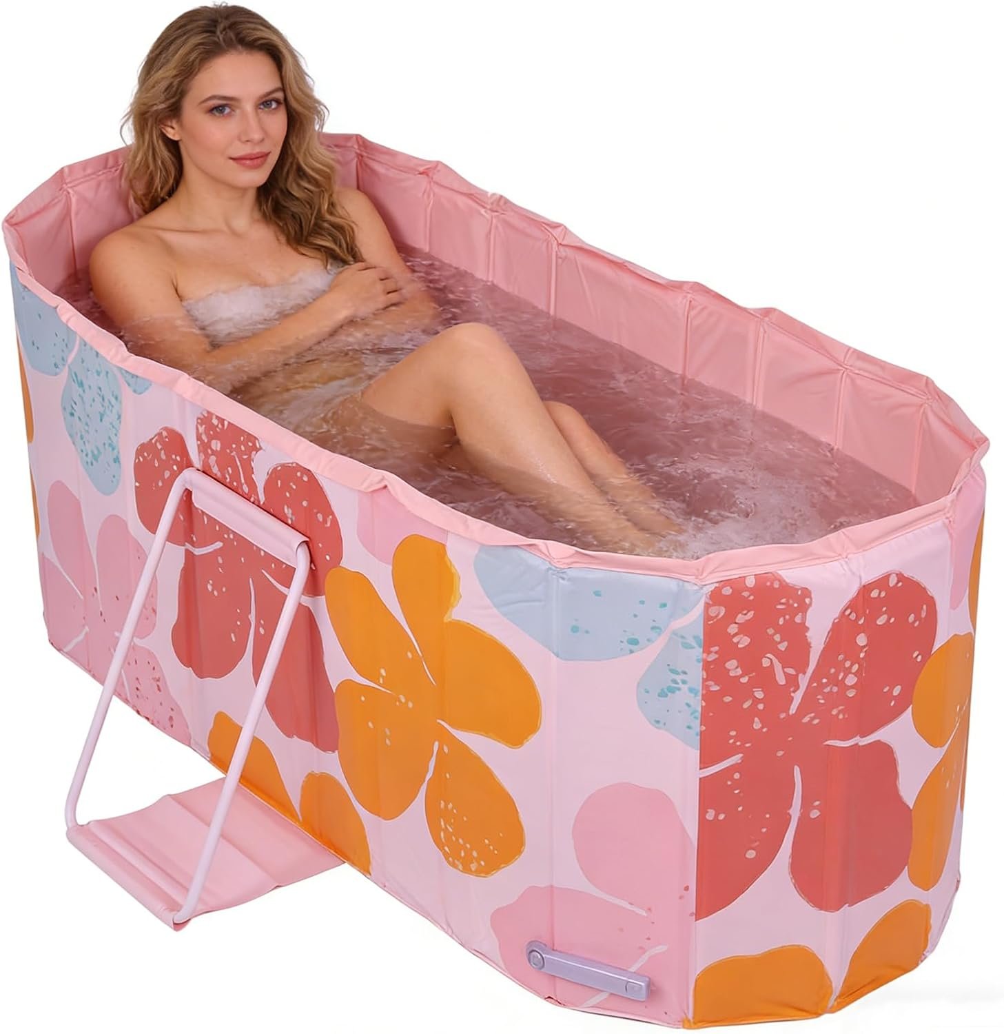 47″ Foldable Portable Ice Bath Tub, 5-Layer Insulated Liner Freestanding Bathtub, Inflation-Free Cold Plunge Soaking Tub for Athletes Adult Home Bathroom Outdoor SPA Bath