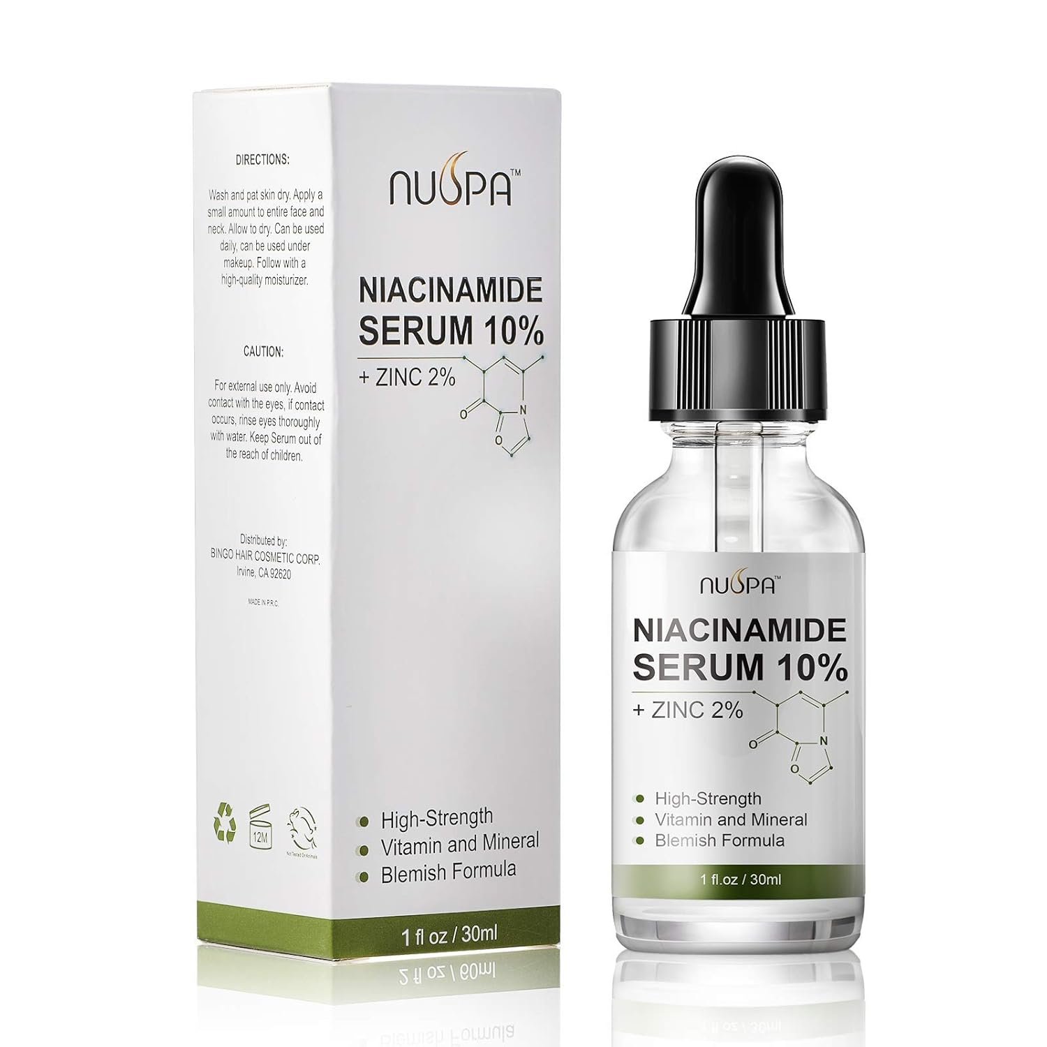 Niacinamide Serum 10% Plus Zinc 2% for Face Skin Care Vitamin B3 Facial Serum with Hyaluronic Acid for Acne Pore Reducer Treatment