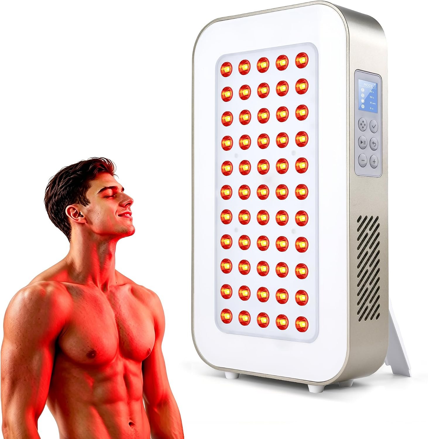 115W Red Light Therapy Panel, 660nm 850nm Infrared Device | 134 mW/cm² Irradiance at 6 Inches, Smart App Control with Timer, Safe for Home, 55-LED Dual-Chip Lamp for Body and Face