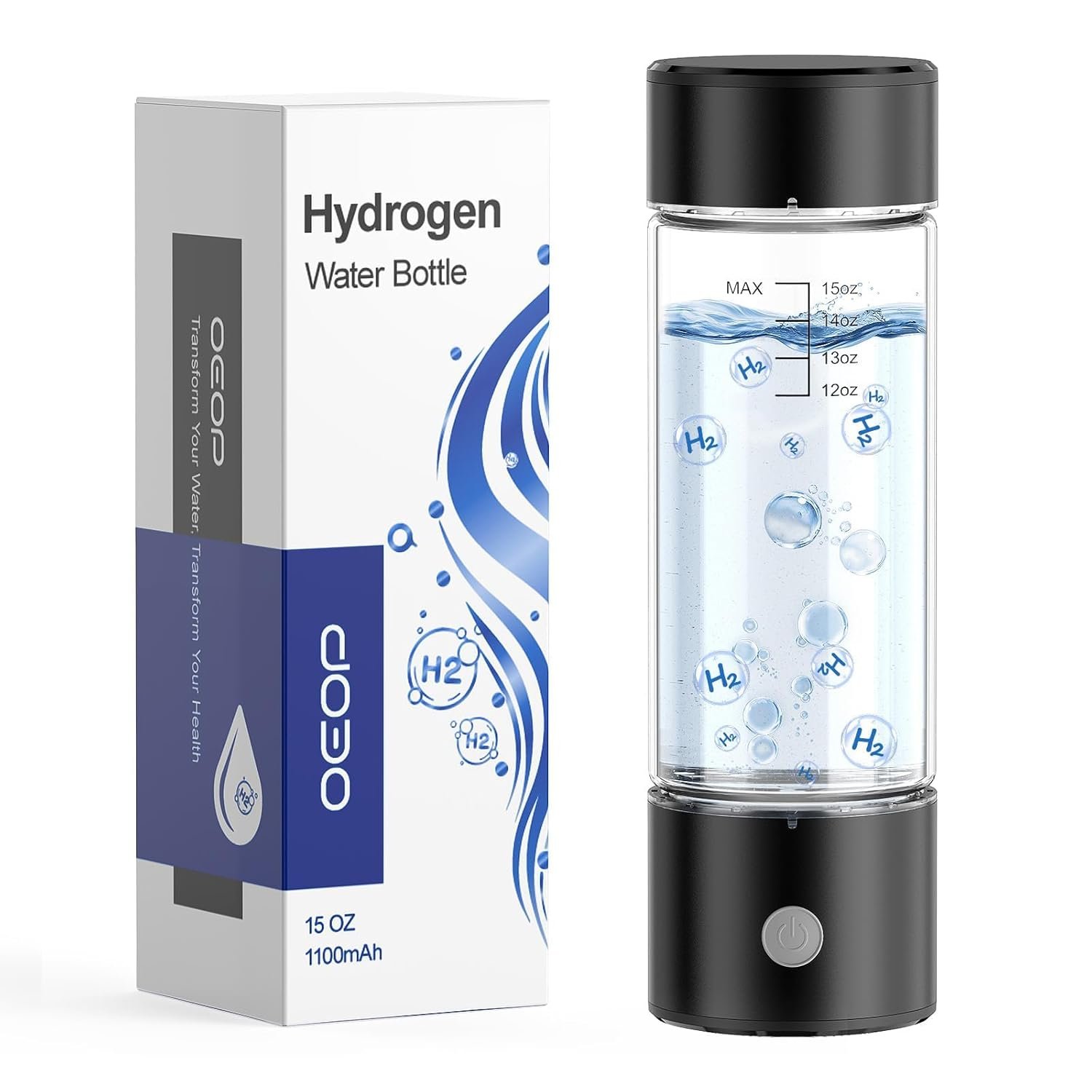 Hydrogen Water Bottle, 2200PPB in 3 Mins Hydrogen Water Generator, SPE PEM Technology, 14oz Portable Hydro Water Machine for Home, Travel, Gym | Best Health Gift for Family & Friends
