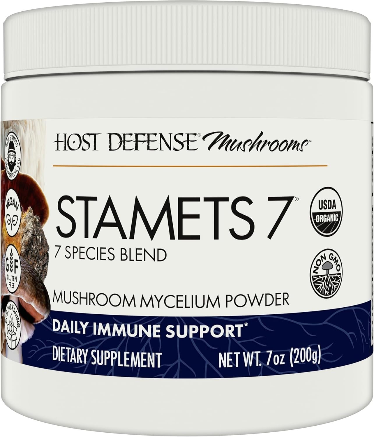 Host Defense Stamets 7 Mushroom Powder – 7 Species Blend – Mushroom Supplement for Immune Support with Royal Sun Blazei, Cordyceps, Reishi, Maitake, Lion’s Mane, Chaga & Mesima – 7 oz (133 Servings)
