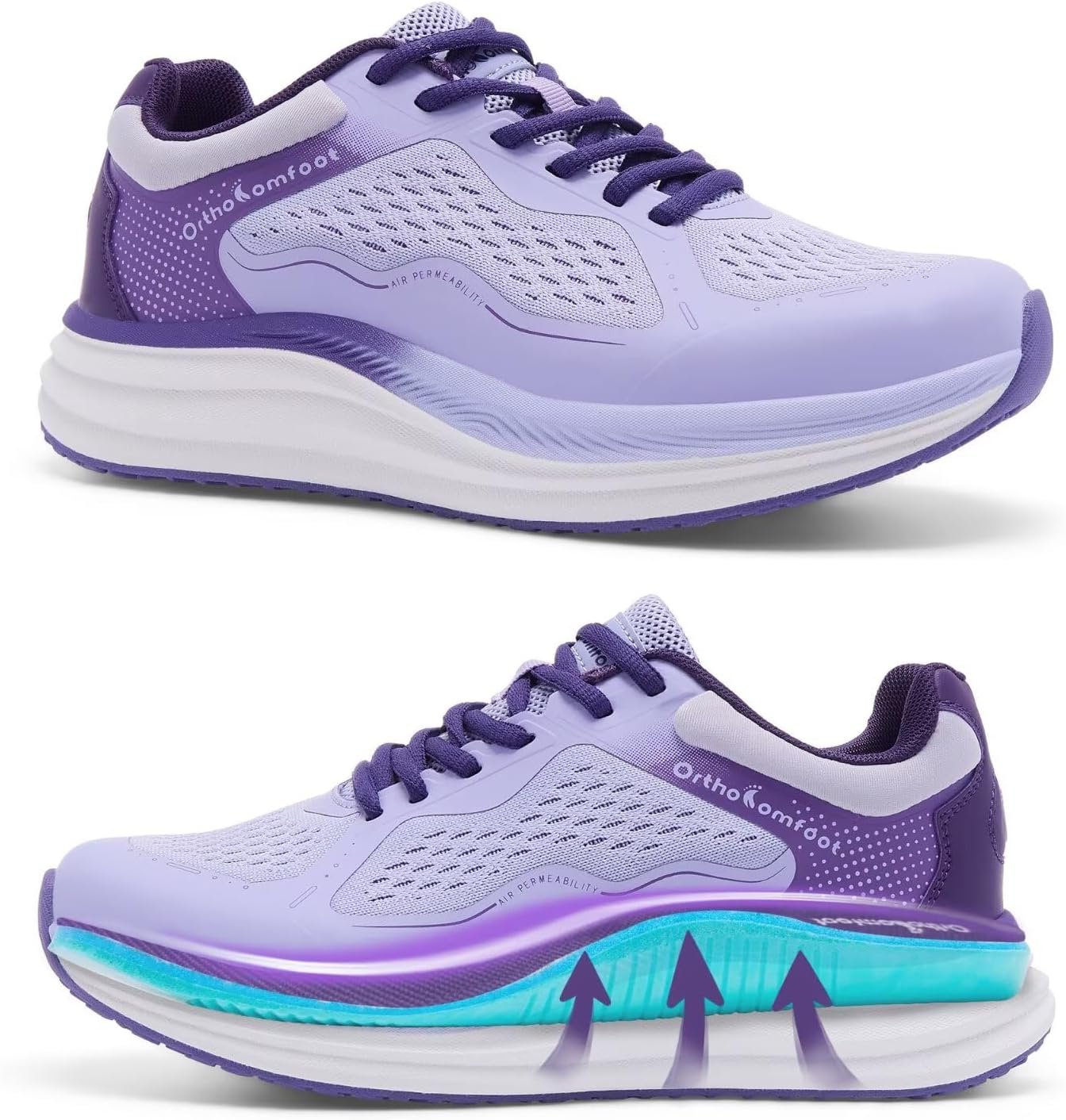 OrthoComfoot Women’s Orthopedic Plantar Fasciitis Shoes: Comfortable Arch Support Flat Feet Orthotic Athletic Road Running Sneaker, Casual Breathable Tennis Walking Shoes for Foot Heel and Pain Relief
