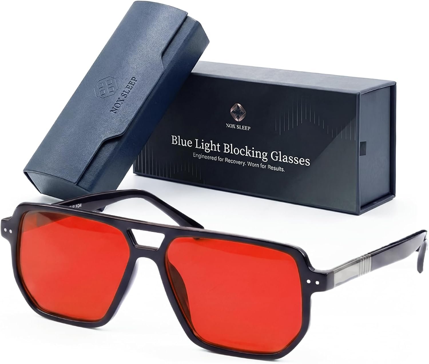 Nox Blue Light Blocking Glasses for Sleep – Blocks 100% Blue & Green Light Before Bed | Premium Circadian Eyewear for Deep Sleep & Recovery