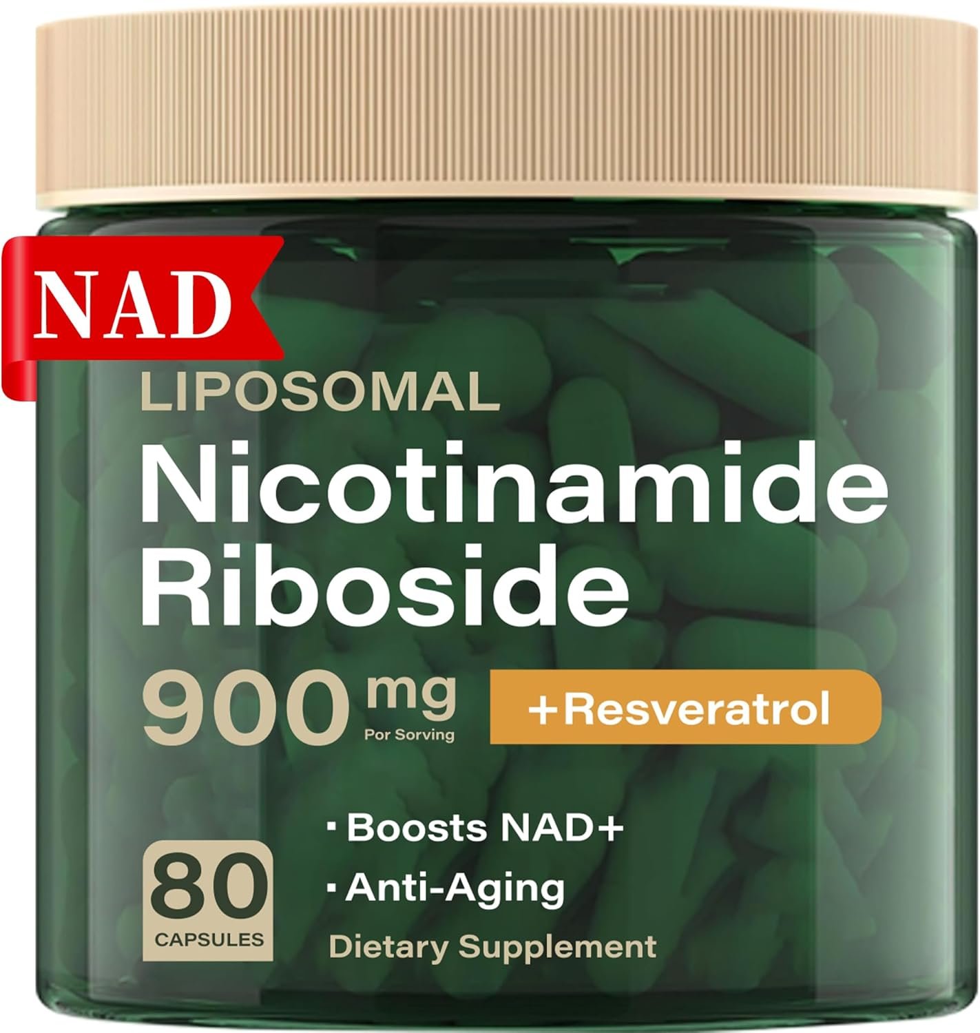 NAD Resveratrol Supplement Plus Extra Strength, Nicotinamide Riboside NR 900mg for Women & Men, NAD Supplement NMN Alternative– Liposomal Formula for Energy, Anti-Aging