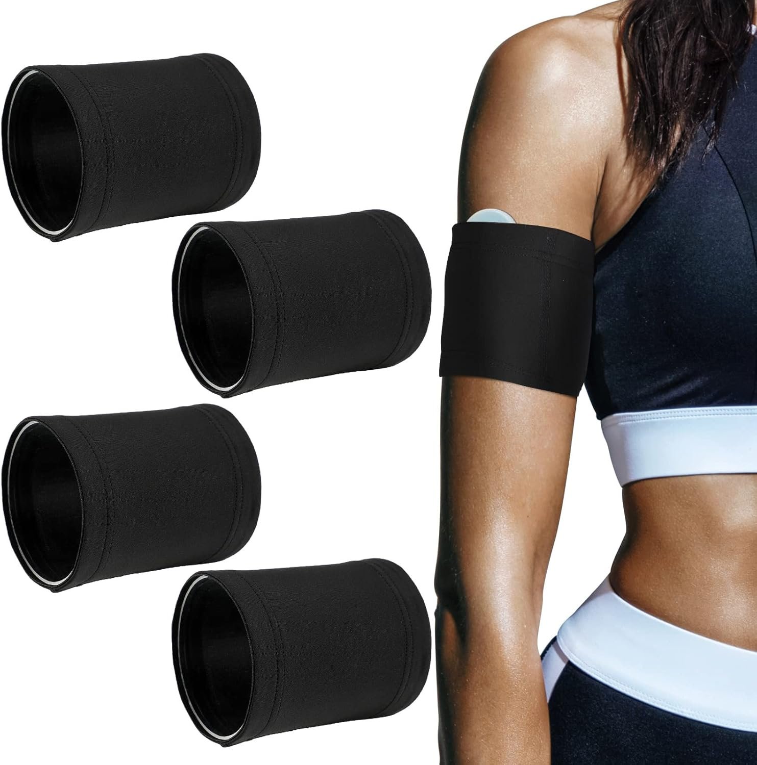 4 Pcs Diabetes Arm Band Diabetes Sensor Cover Washable Reusable Diabetic Sensor Armband Sleeve for Diabetic Supplies Sports (Small/Medium)