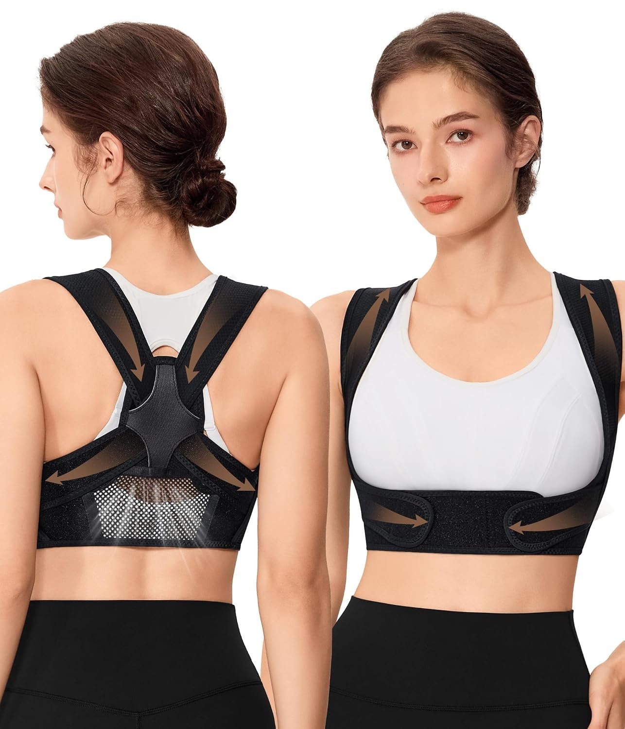 URSEXYLY Posture Corrector for Women Breathable Back Brace For Posture Adjustable Back Straightener Support for Neck Shoulder Clavicle and Upper Back Pain Relief(S/M,Black)