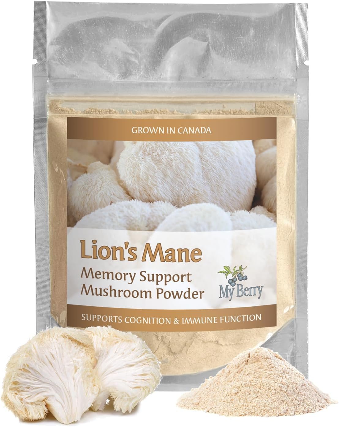 Lions Mane Mushroom Powder by My Berry | 2oz | Memory Support | Grown in Canada | Women-Owned Small Business | Lion’s Mane