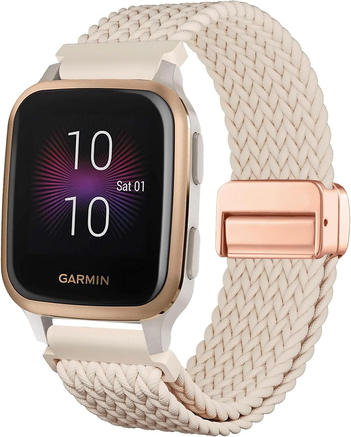 Magnetic Braided Watch Bands Compatible with Garmin Venu Sq/Venu Sq 2, Stretchy Nylon Elastic Fabric Strap for Garmin Venu Sq Music/Venu Sq 2 Music Women Men