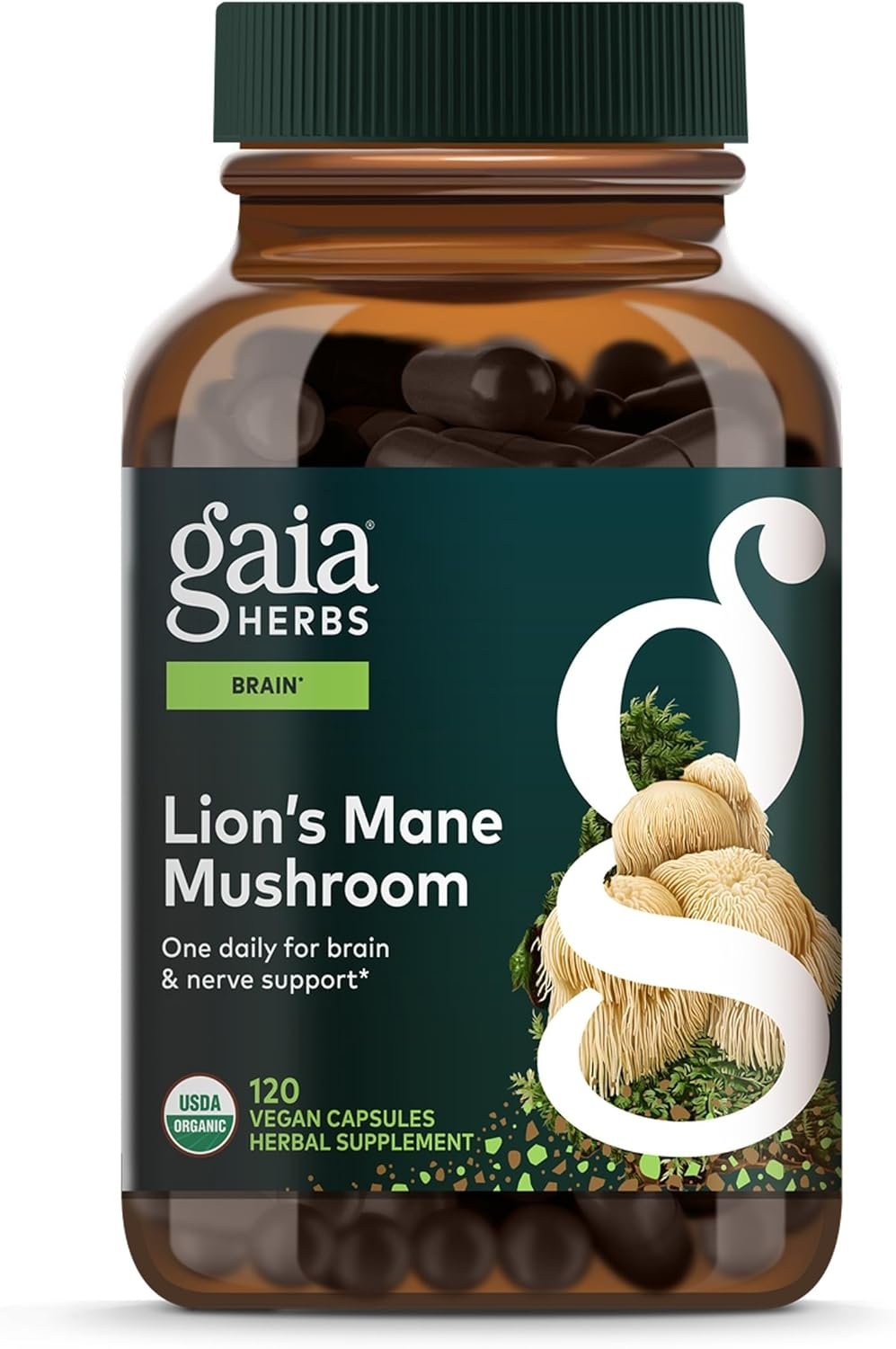 Gaia Herbs Lion’s Mane Mushroom – Brain Health Support* – 120 Vegan Capsules (120 Servings)