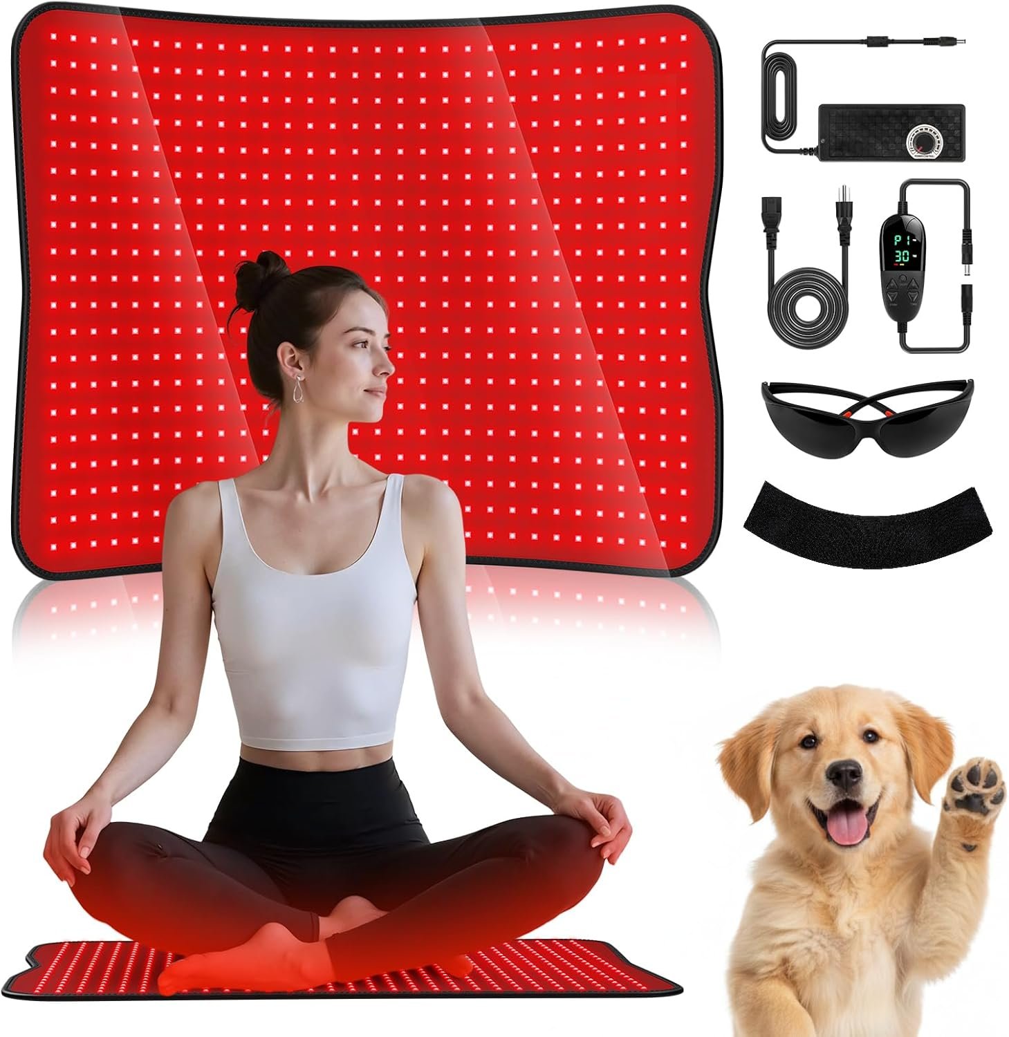 Red Light Therapy Mat for Body – 26.8″ x 23.5″ RedLight Therapy Pad with 600 LEDs,Near Infrared Red Light Mat 660nm & 850nm Redlight Therapy Pads W770