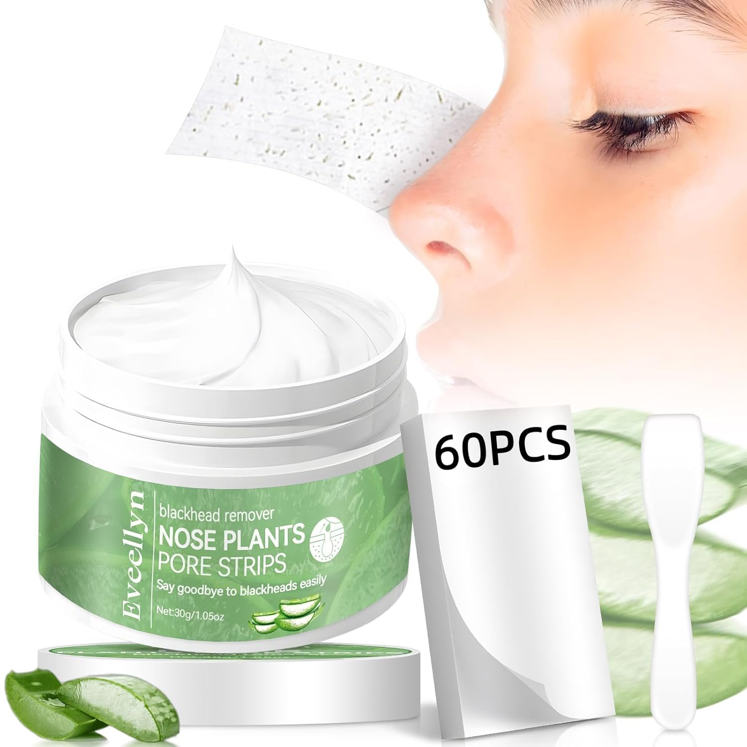 Blackhead Remover Mask, Nose Pore Strips 60 pcs, Removes Impurities and Excess Oil,Deep Cleansing Pore Strips for Blackheads,Tighten Pores for All Skin Type,for Women and Men 30g