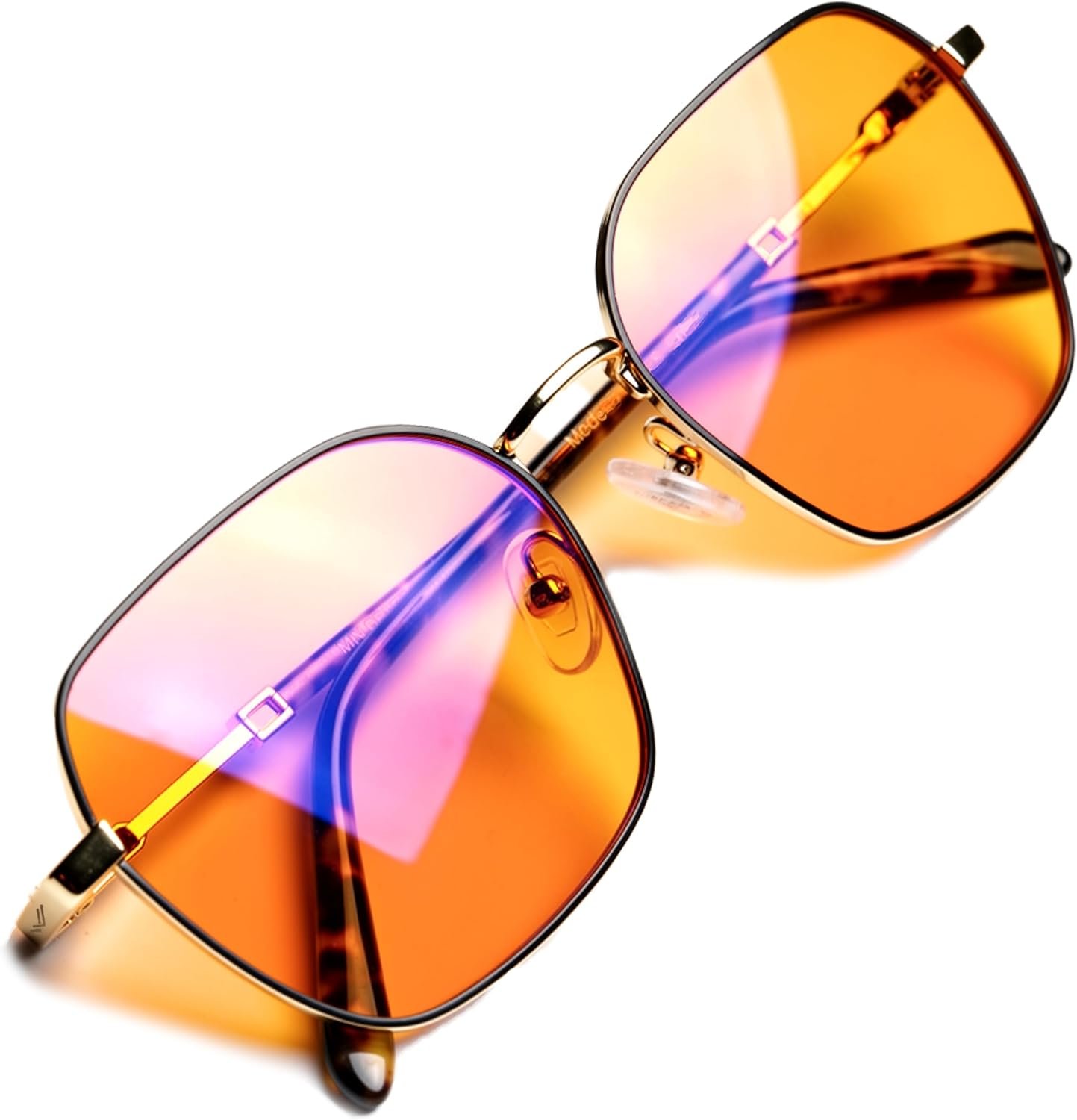 Orange Blue Light Blocking Glasses for Better Sleep – Premium Stainless Amber Orange Computer Migraine Glasses for Women & Men – Amber fl 41 Gaming Blue Light Blockers for Eye Strain & Fatigue