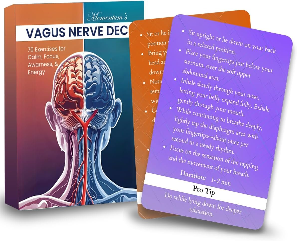Vagus Nerve Deck 70 Exercise Cards for Vagus Nerve Reset and Stimulation Practices Non Electric Calming Toolkit for Anxiety Stress and Nervous System Support