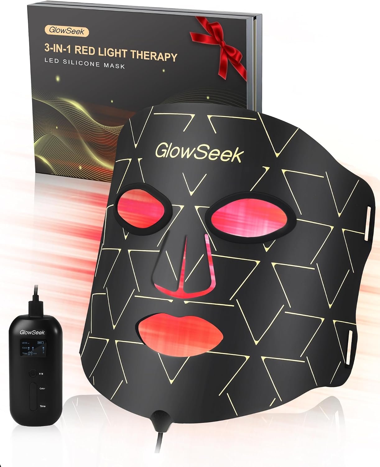 LED Light Therapy Mask, Red Light Therapy Mask for Face with Rechargeable Remote for Home & Travel, Blue & Near-Infrared Red Light 850nm (NIR) for Wrinkles & Acne, Gift for Women & Man