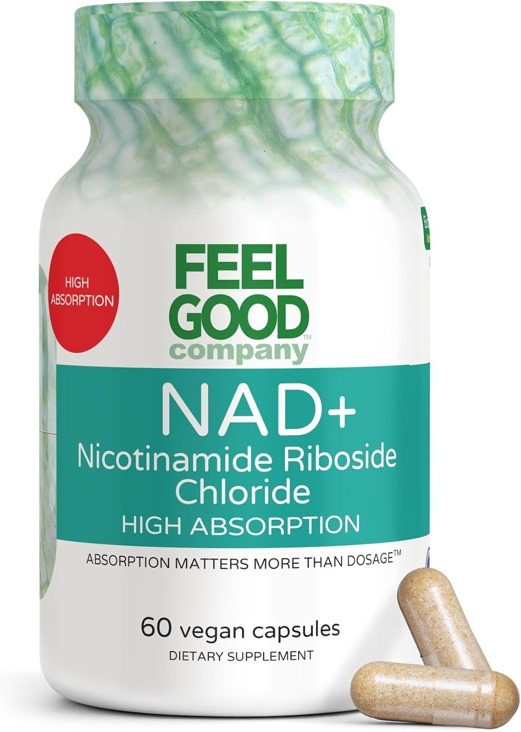Feelgood Company NAD+ Supplement – Anti-Aging & Cellular Energy Support – Supports Energy, Cognitive Function & Cellular Health – 60 Capsules – NAD+ Precursor