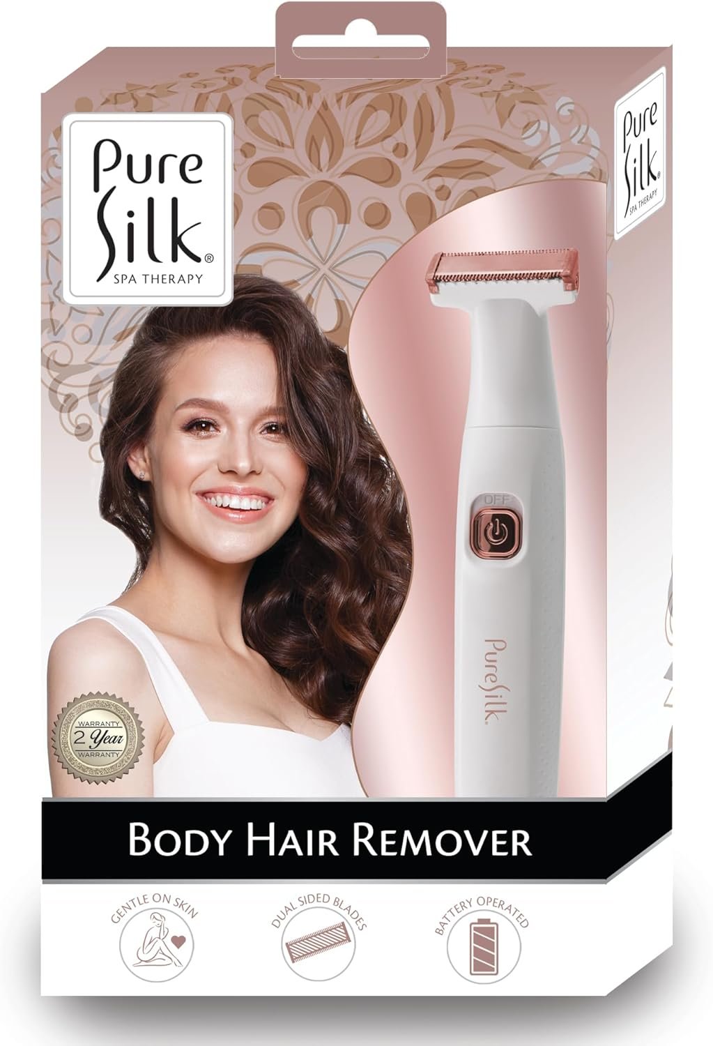 Pure Silk Body Hair Shaver for Women, Face & Body Hair Remover for Women, Dual Sided Blades, Bikini Shaver, Nicks, Burn & Irritation Free, Battery Powered, Requires 2 AAA Battery (Not Included)
