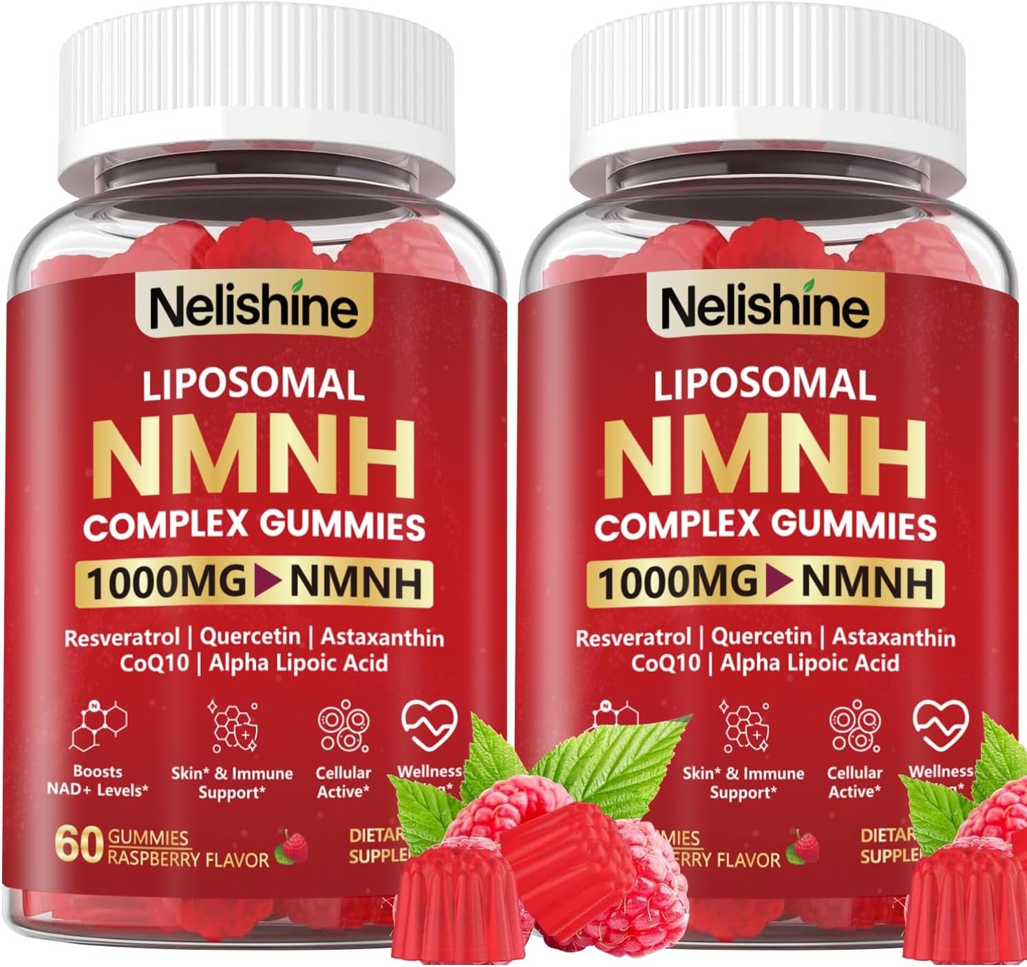 2 Pack 1000MG NMN Supplement Liposomal NMNH Gummies-NAD Supplement, NAD Gummies for Women & Men-Nicotinamide Riboside & Resveratrol Blend for Cellular Energy & Repair Support, Optimized Aging Support